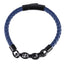 AAB Co. Stainless Steel Leather Bracelet with Chain Link – Black Matte & Blue Leather