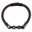 AAB Co. Stainless Steel Leather Bracelet with Chain Link – Black Matte & Brown Leather
