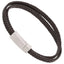 AAB Co. Stainless Steel Double Leather Bracelet – Steel Matte & Brown