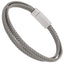 AAB Co. Stainless Steel Double Leather Bracelet – Steel Matte & Grey