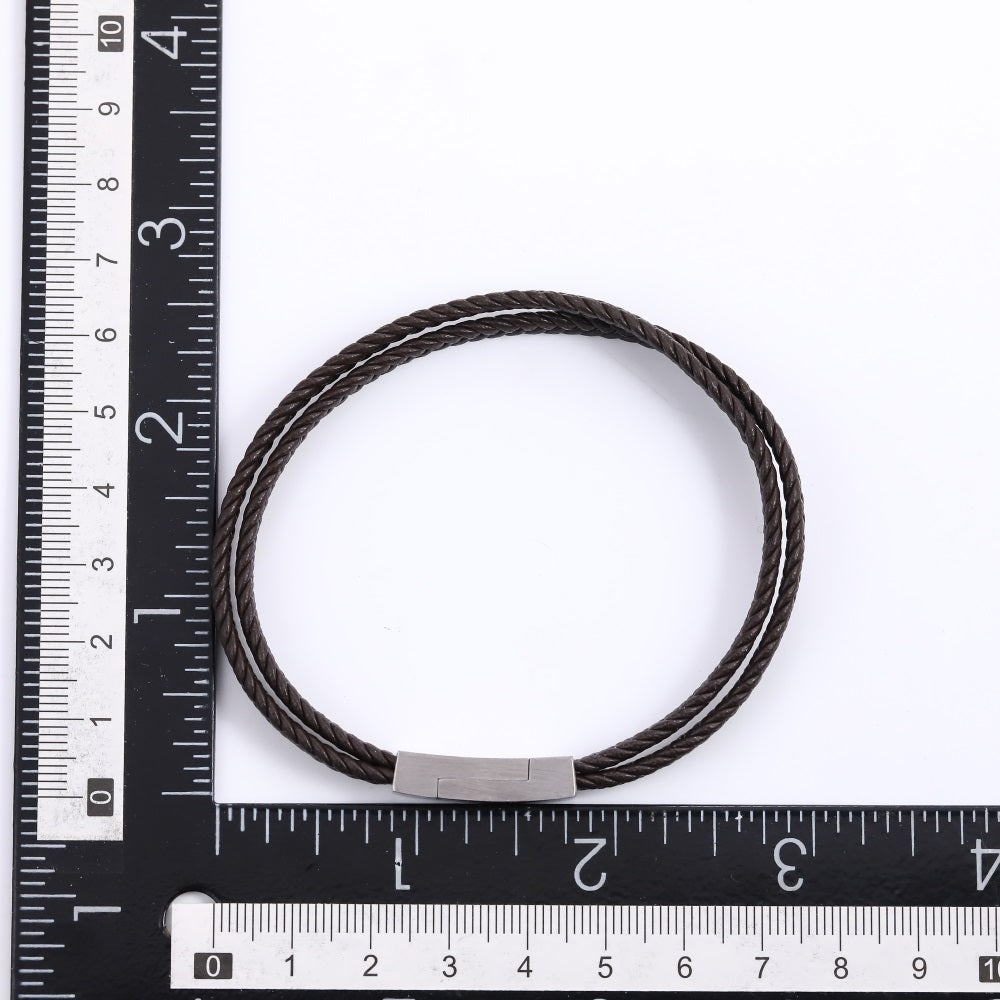 MBSS255 STAINLESS STEEL & DOUBLE LEATHER BRACELET