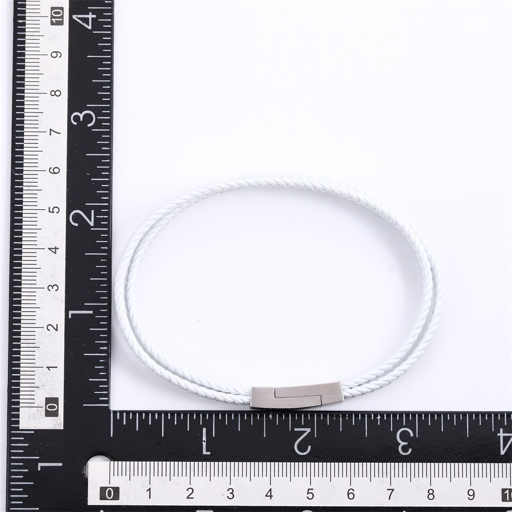 MBSS255 STAINLESS STEEL & DOUBLE LEATHER BRACELET