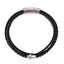 AAB Co. Stainless Steel Leather Bracelet with Cross & Natural Black Onyx Beads