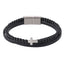 AAB Co. Stainless Steel Leather Bracelet with Cross & Natural Black Onyx Beads