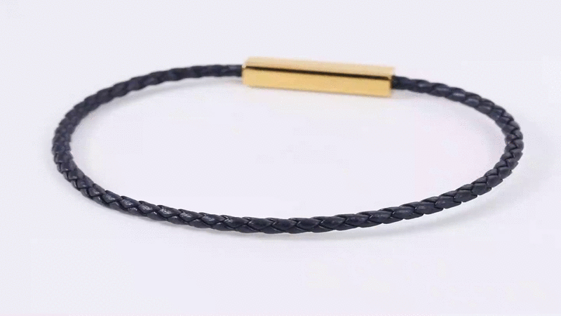 MBSS257 STAINLESS STEEL SLIM LEATHER BRACELET