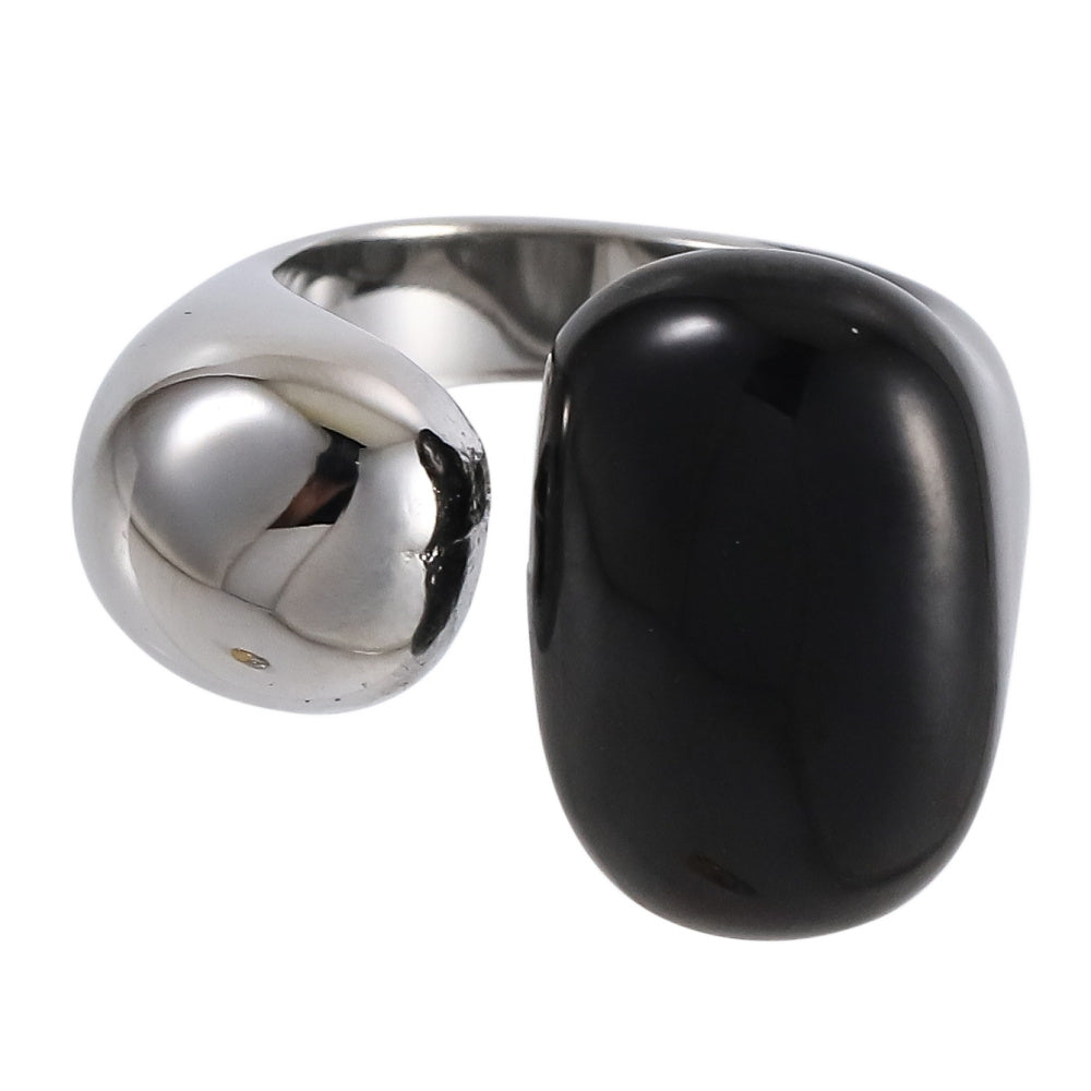 AAB two-tone stainless steel ring in silver and black design, modern fashion accessory, custom jewelry supplier