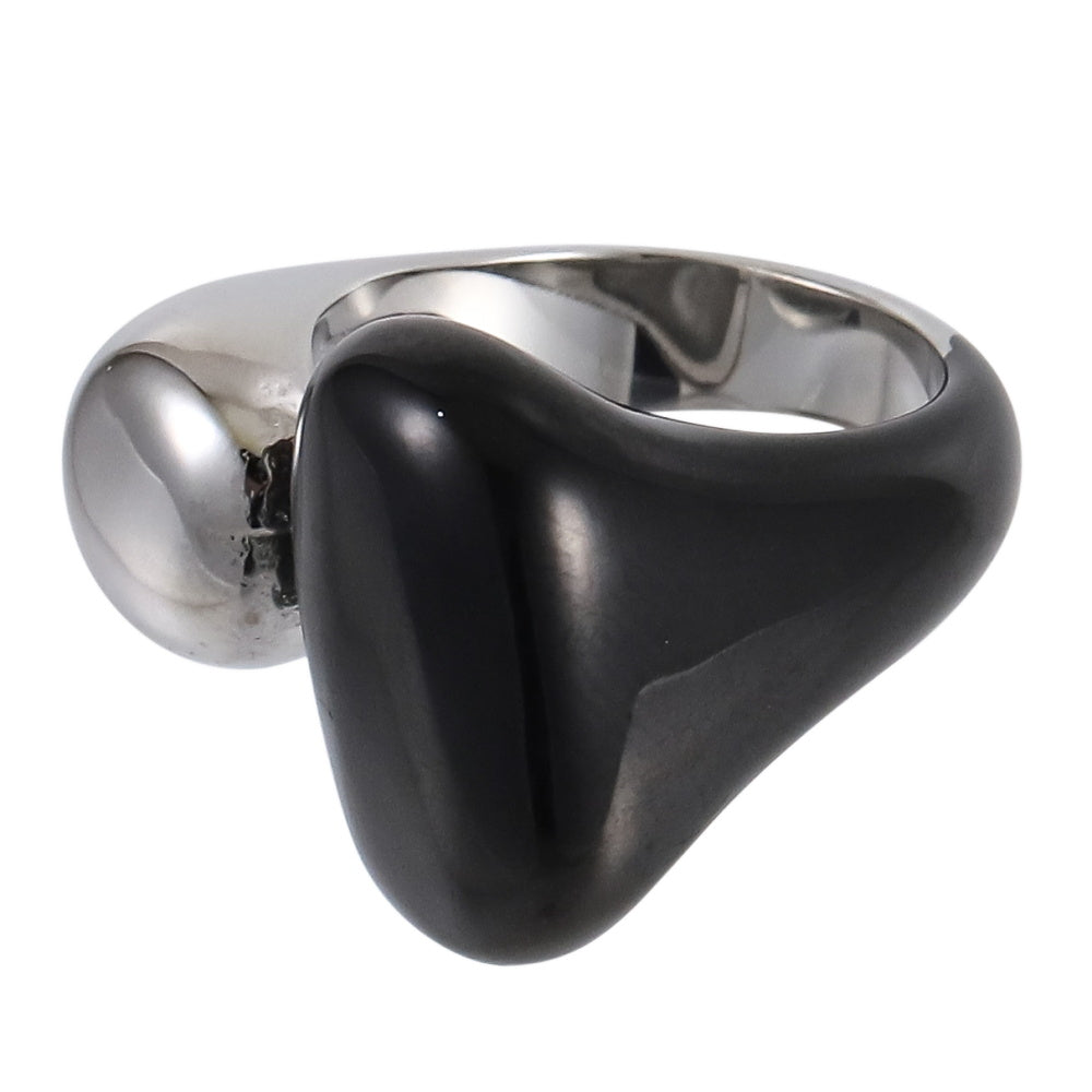 AAB two-tone stainless steel ring in silver and black design, modern fashion accessory, custom jewelry supplier