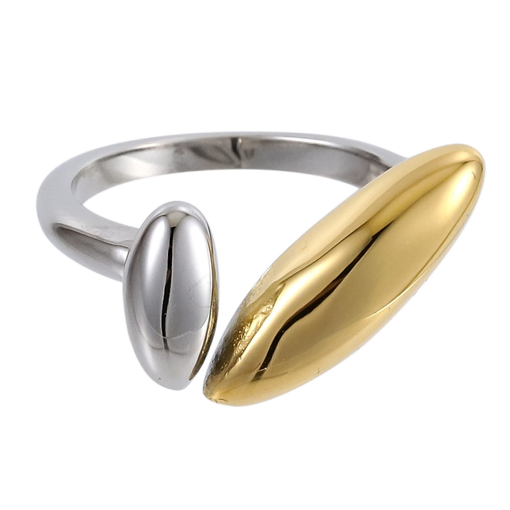 AAB two-tone stainless steel ring with silver and gold finish, minimalist unisex jewelry, OEM ODM custom manufacturer.