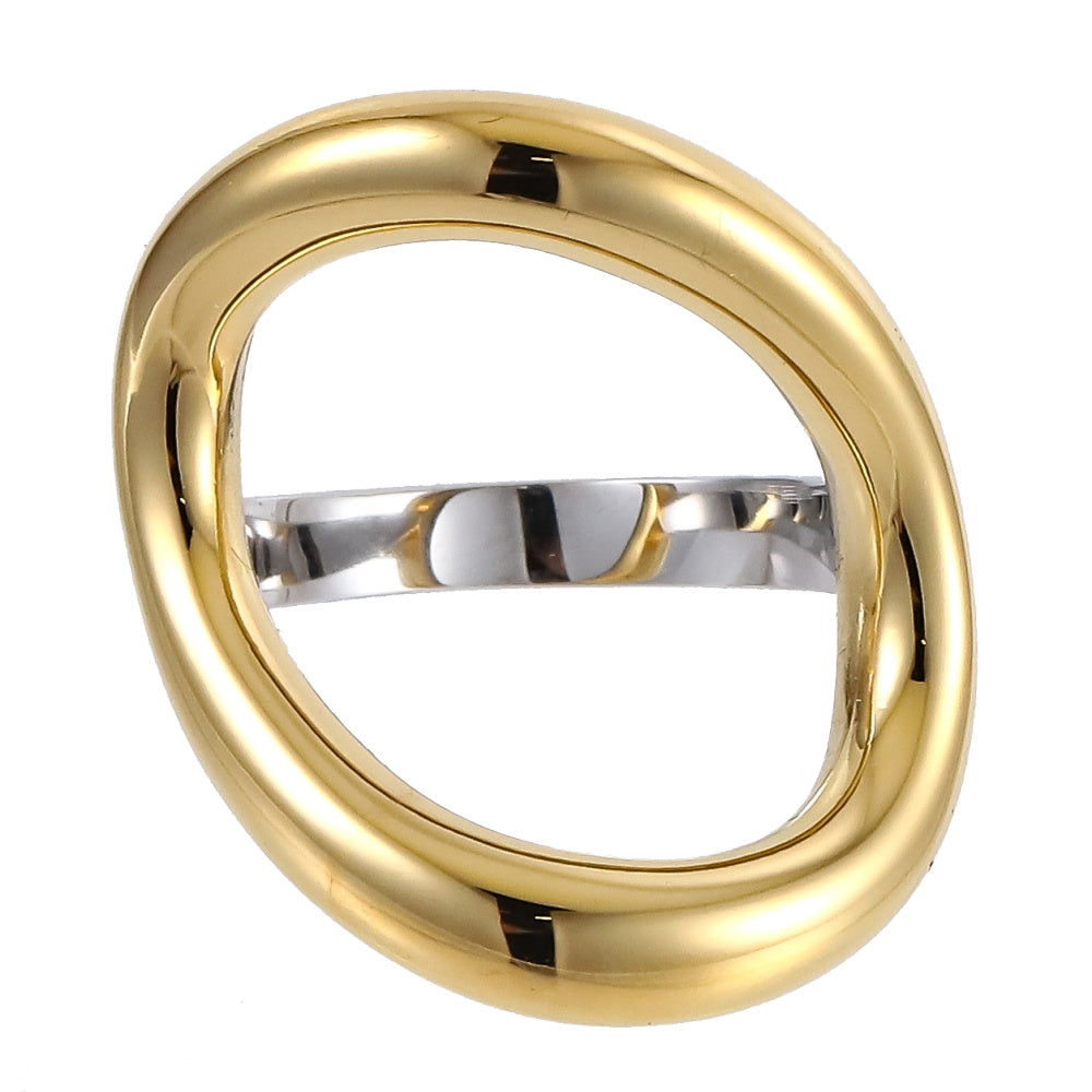 AAB stainless steel ring with sculptural gold finish, minimalist modern jewelry, OEM ODM jewelry manufacturer.