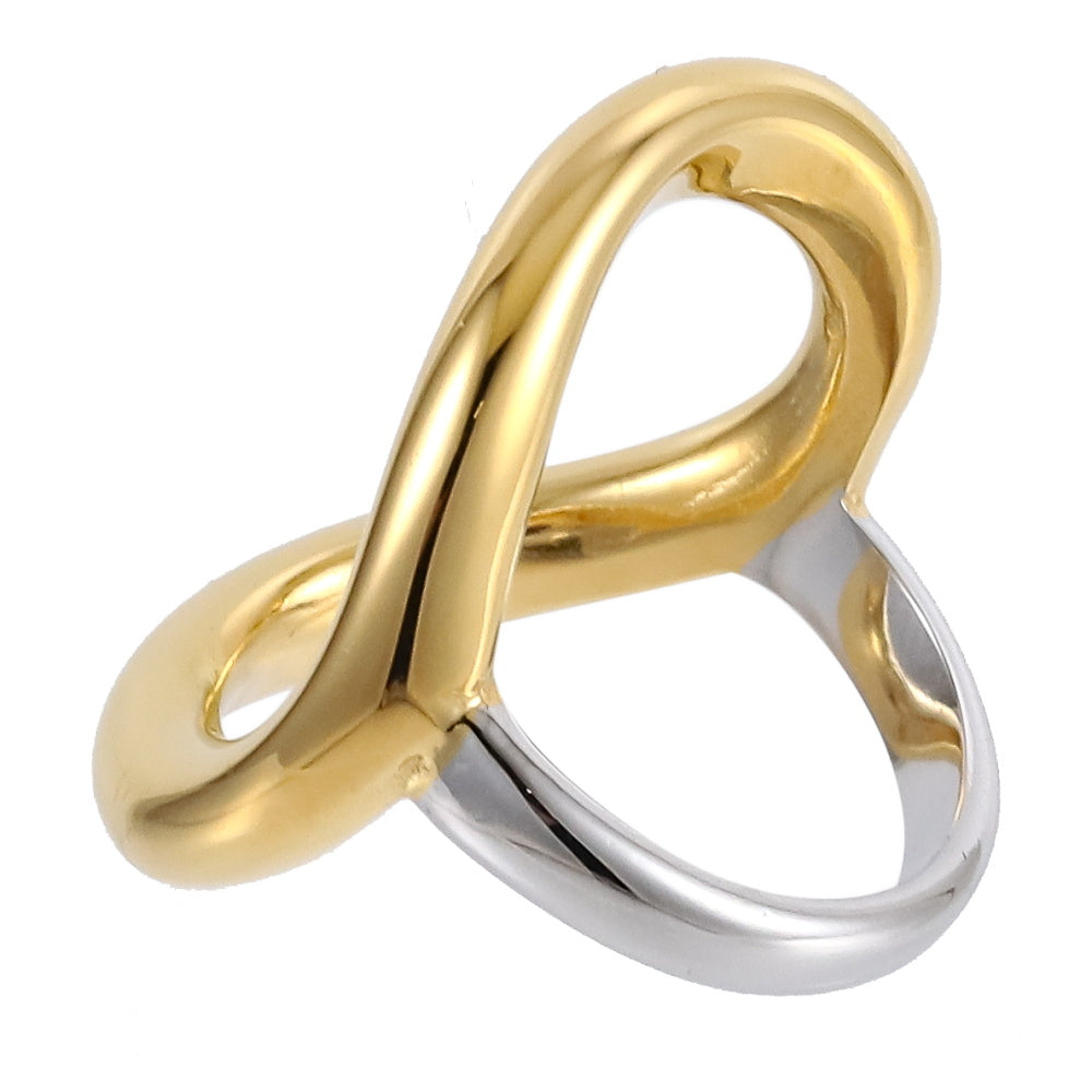 AAB stainless steel ring with sculptural gold finish, minimalist modern jewelry, OEM ODM jewelry manufacturer.