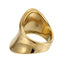 AAB stainless steel ring in polished gold finish with modern sculptural shape, custom unisex jewelry supplier
