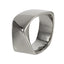 AAB geometric stainless steel ring in polished silver finish, square shape modern design, OEM ODM custom jewelry manufacturer