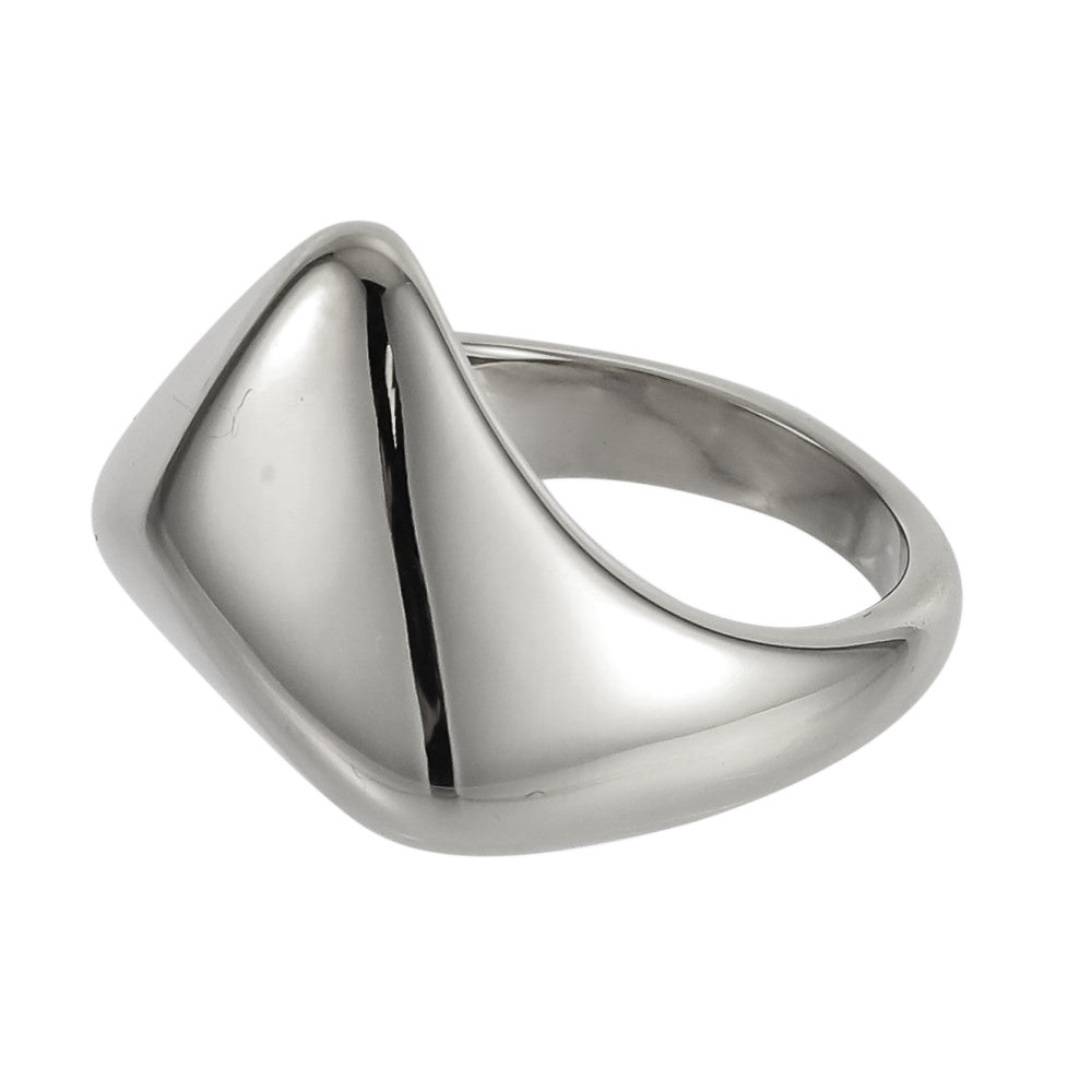 AAB sculptural stainless steel ring in polished silver finish, dome shape modern design, OEM ODM custom jewelry manufacturer