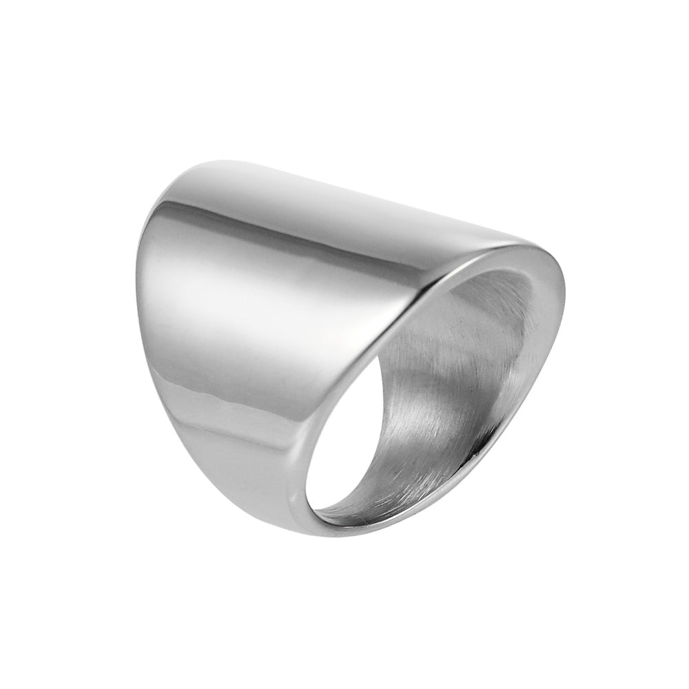 AAB dome stainless steel ring in polished silver finish, smooth curved surface, OEM ODM custom jewelry manufacturer