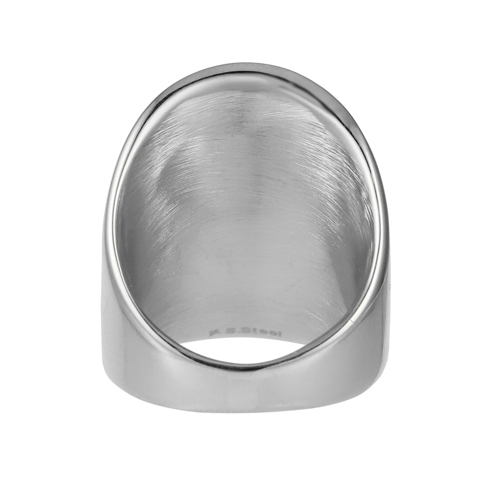AAB dome stainless steel ring in polished silver finish, smooth curved surface, OEM ODM custom jewelry manufacturer