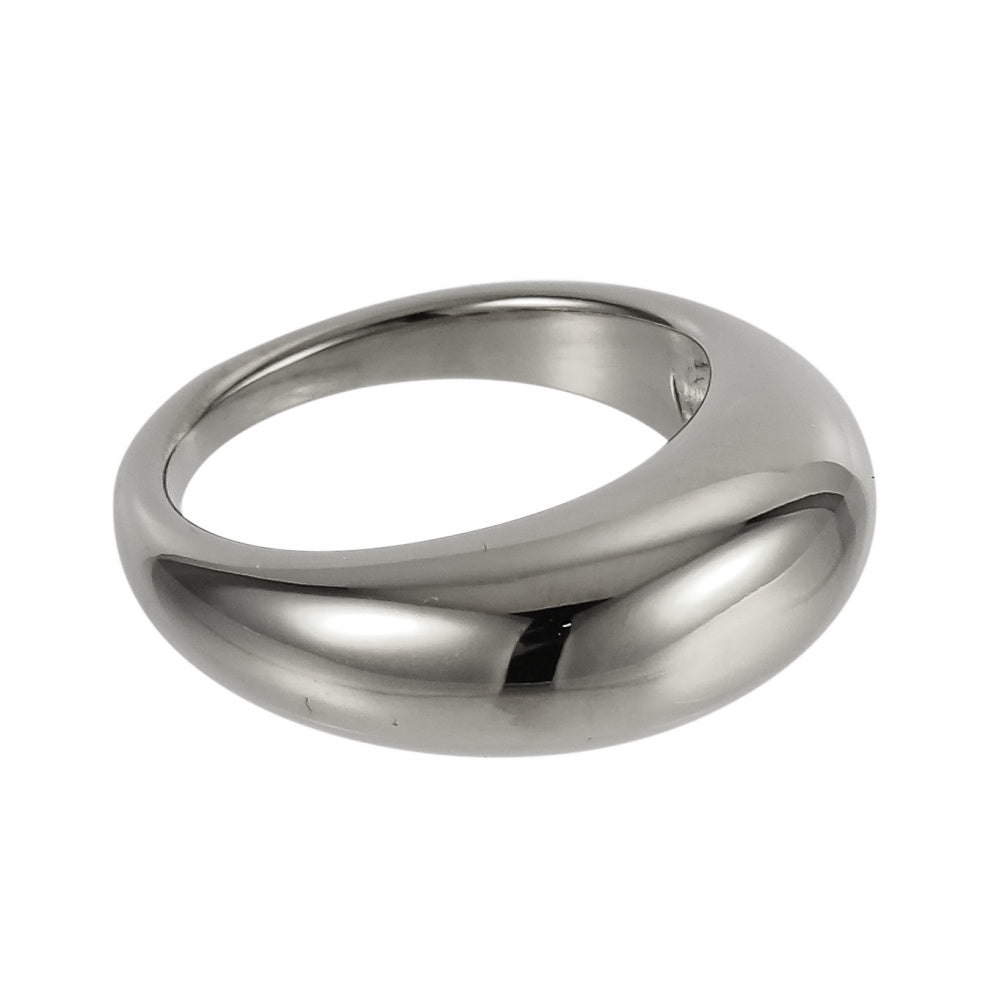 AAB dome stainless steel ring in polished silver finish, minimalist modern jewelry, OEM ODM custom manufacturer