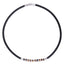AAB Co stainless steel leather necklace with hematite and yellow tiger eye beads