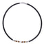AAB Co stainless steel leather necklace with hematite and yellow tiger eye beads