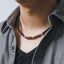 NSS1055 STAINLESS STEEL LEATHER NECKLACE WITH NATURAL BEAD & HEMATITE