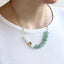 AAB natural stone necklace with green aventurine and white chalcedony, stainless steel chain design, OEM ODM jewelry manufacturer.