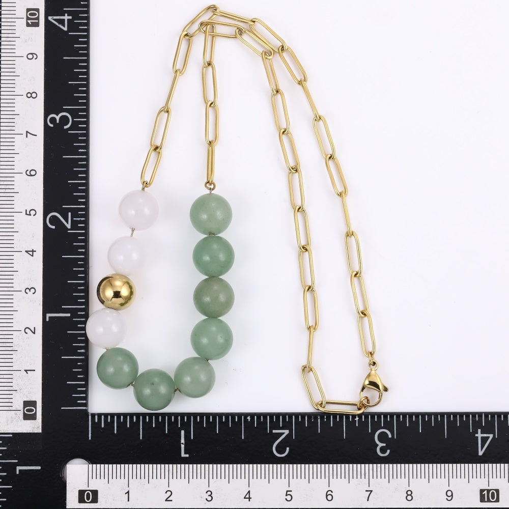 NSS1056 STAINLESS STEEL NECKLACE WITH NATURAL STONE