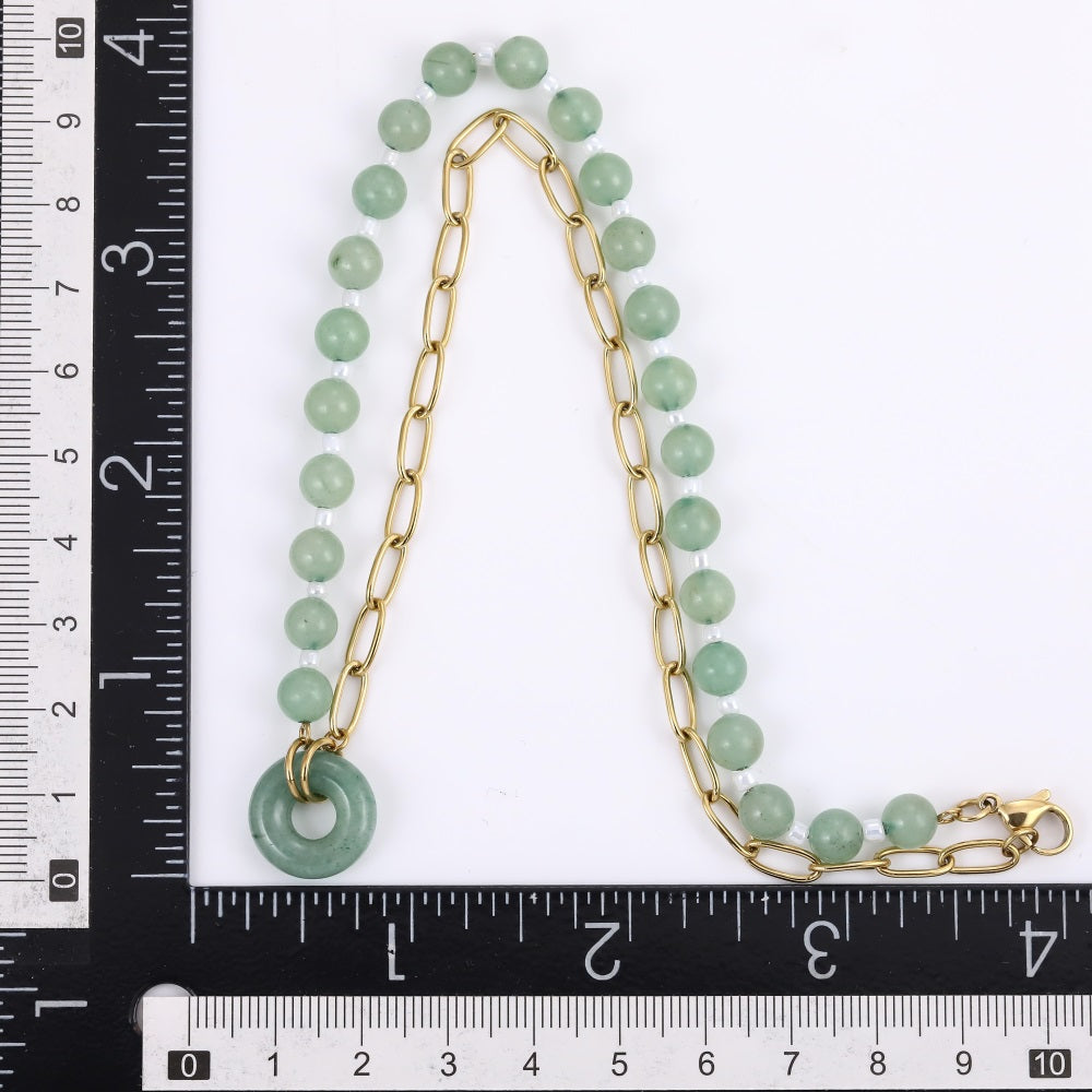 NSS1059 STAINLESS STEEL NECKLACE WITH NATURAL STONE