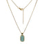 AAB Co stainless steel necklace with rectangle green aventurine stone pendant in 14K gold finish