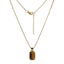 AAB Co stainless steel necklace with rectangle yellow tiger eye stone pendant in 14K gold finish