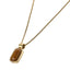 AAB Co stainless steel necklace with rectangle yellow tiger eye stone pendant in 14K gold finish