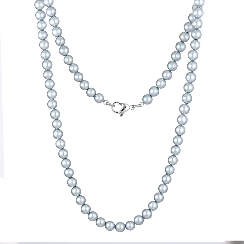NSS861 STAINLESS STEEL NECKLACE WITH SHELL PEARL AAB CO..