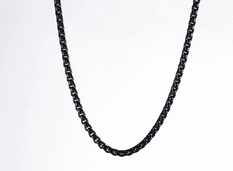 NSS906 STAINLESS STEEL ROUND BOX CHAIN NECKLACE AAB CO..