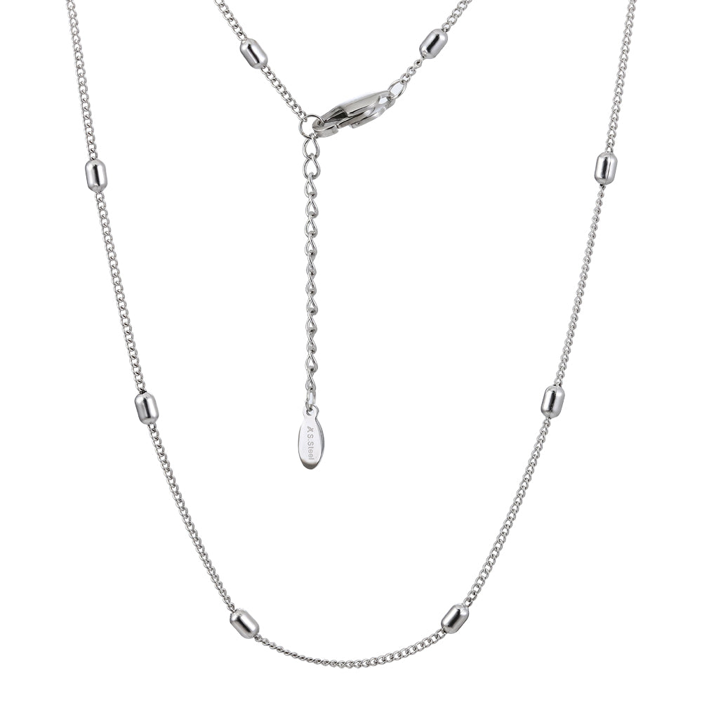stainless steel chain, curb chain with oval bead, lady jewelry