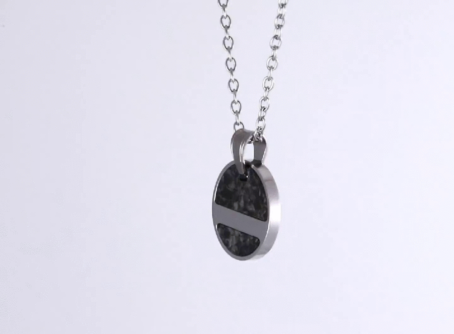 PSS1277 STAINLESS STEEL ROUND PENDANT WITH FORGED CARBON AAB CO..