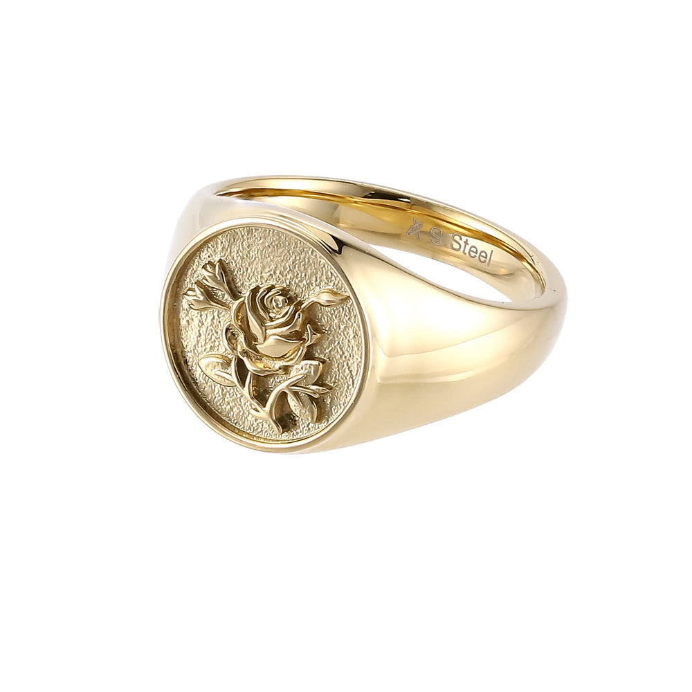 RSS1071 STAINLESS STEEL ROUND RING WITH ROSE AAB CO..