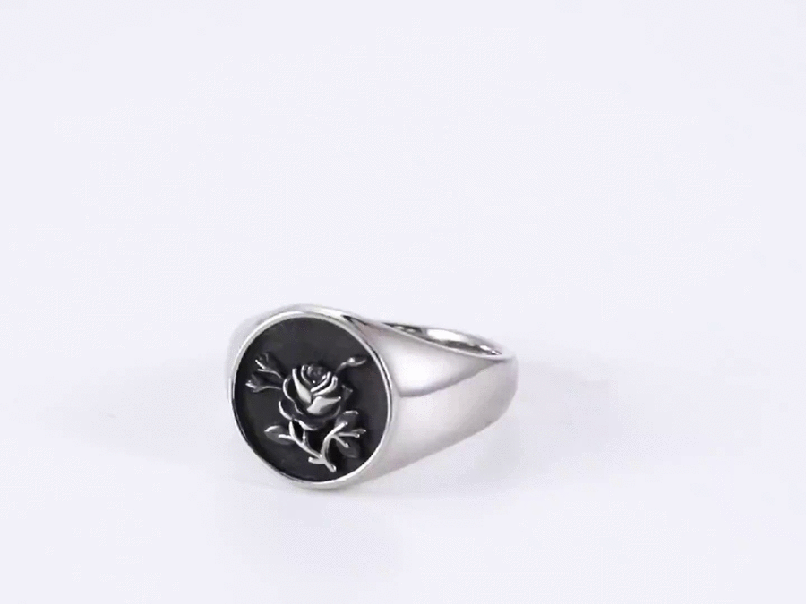 RSS1071 STAINLESS STEEL ROUND RING WITH ROSE AAB CO..