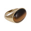 AAB Co stainless steel rectangle stone ring with yellow tiger eye in 14K gold finish
