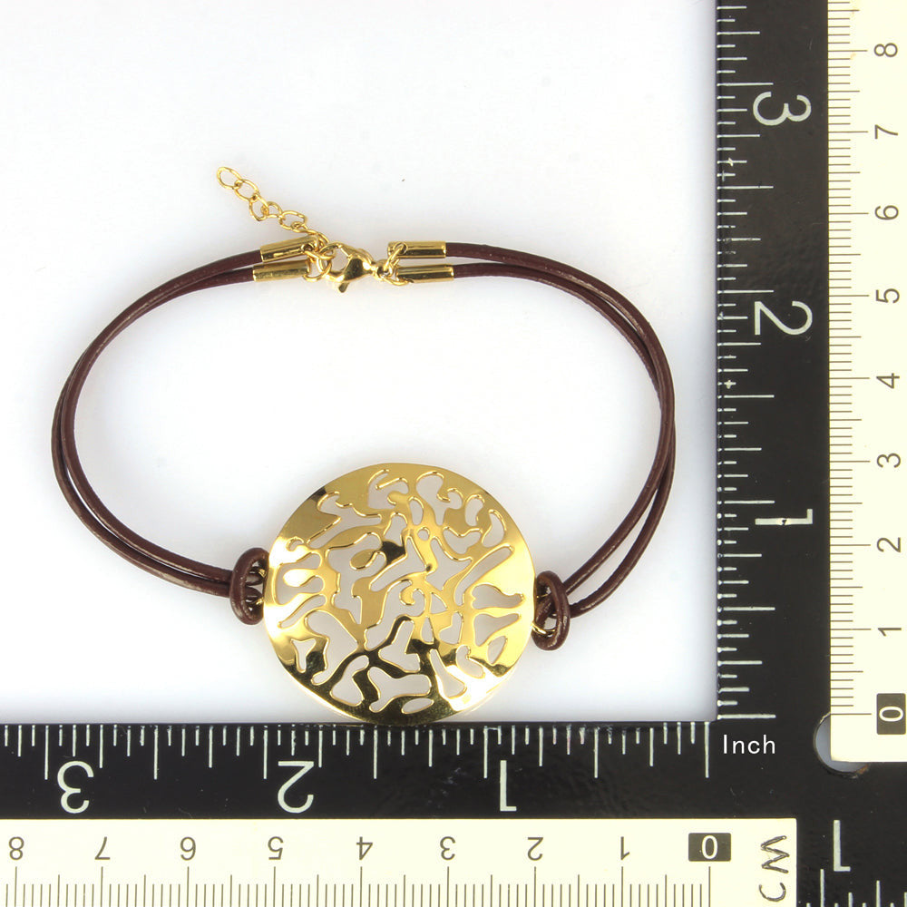 BSS492 STAINLESS STEEL LEATHER BRACELET AAB CO..