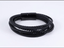 MBSS26 STAINLESS STEEL BRACELET WITH LEATHER AND ONYX AAB CO..
