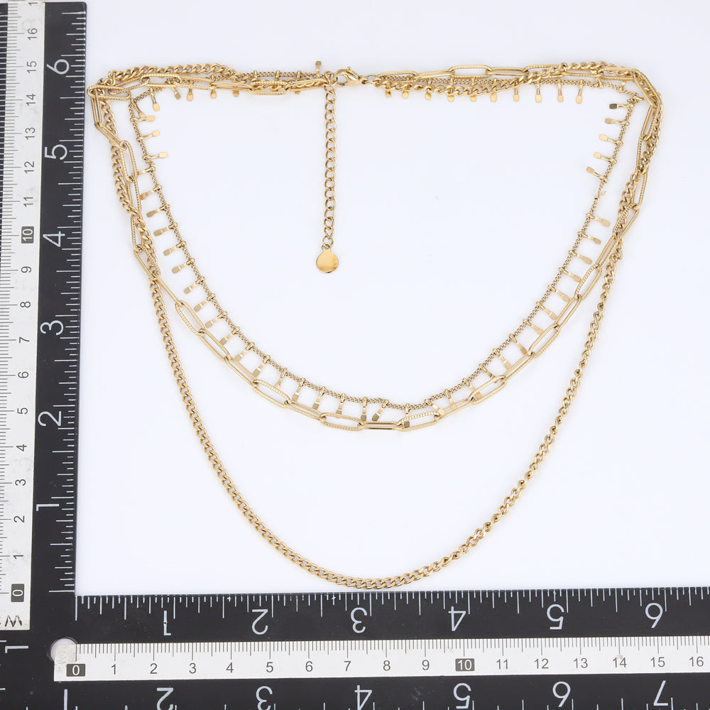 MNSS28 STAINLESS STEEL MULTI CHAIN NECKLACE AAB CO..