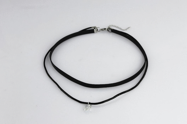 NSS526 STAINLESS STEEL LEATHER NECKLACE AAB CO..