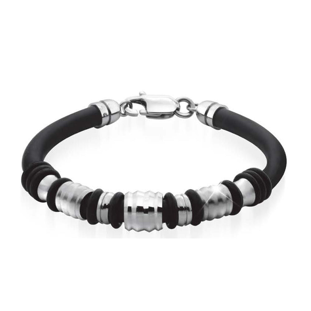 EXBR55 Stainless Steel beads Gentlemen silicon bracelet