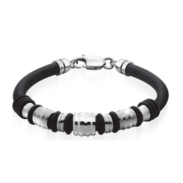 EXBR55 Stainless Steel beads Gentlemen silicon bracelet