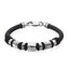 EXBR55 Stainless Steel beads Gentlemen silicon bracelet