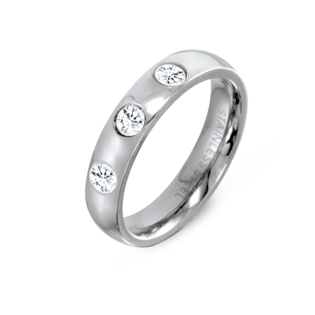 EXR71.AVP STAINLESS STEEL RING WITH CZ