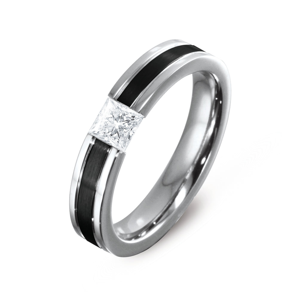 EXR114B.AVP STAINLESS STEEL RING PVD CZ