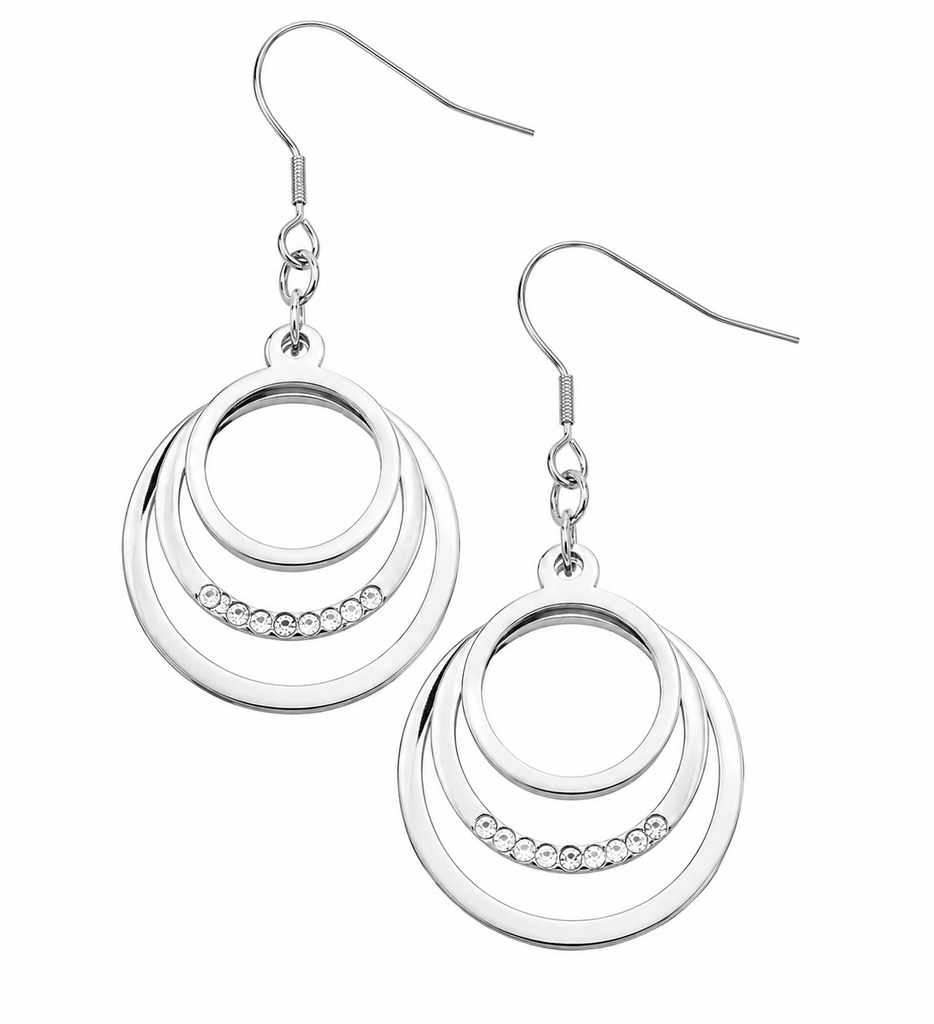 EXER48.STM STAINLESS STEEL WITH WHITE CZ EARRING