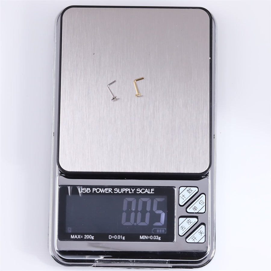 ABBN01 G-23 TITANIUM L-SHAPE NOSE STUD WITH STAR DESIGN