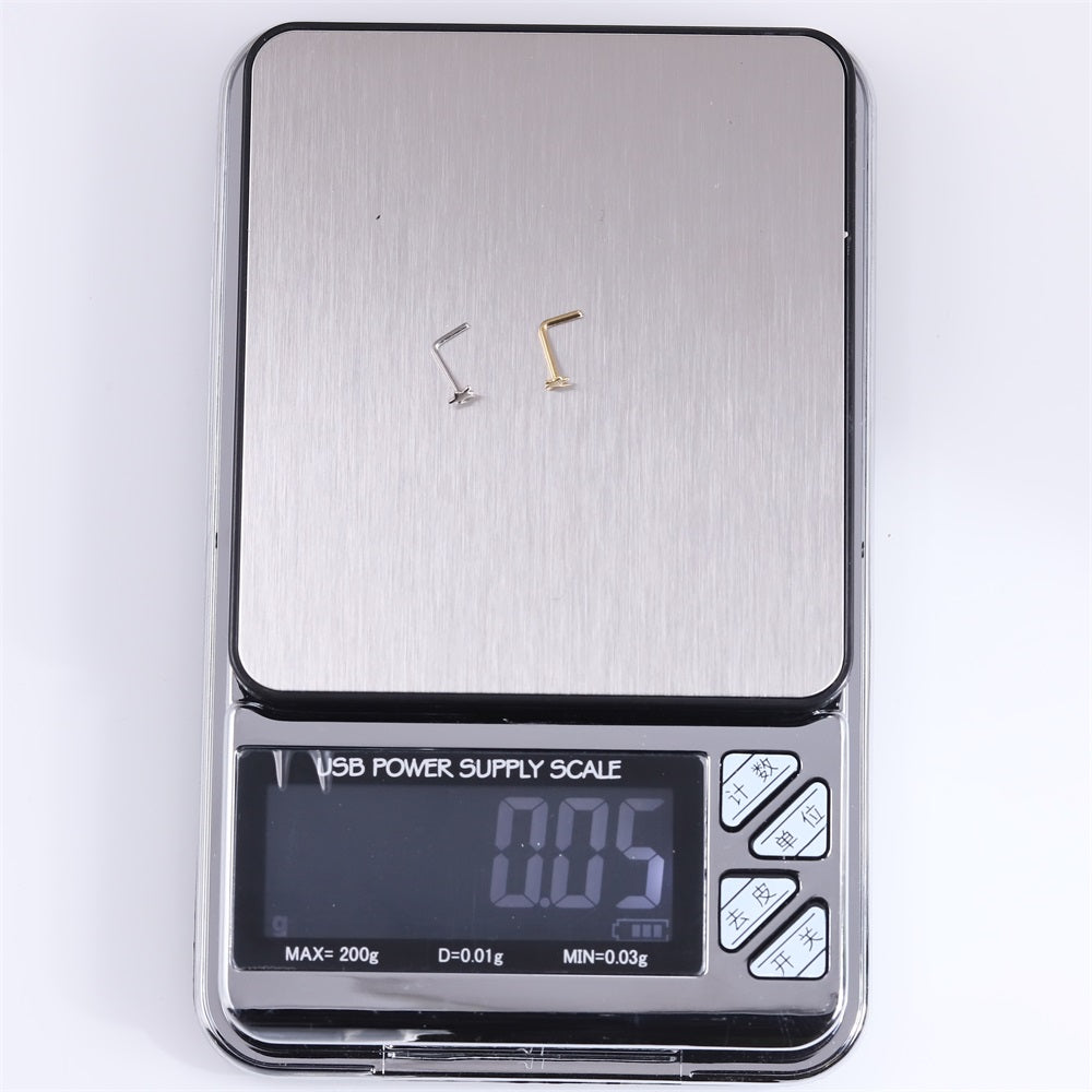 ABBN01 G-23 TITANIUM L-SHAPE NOSE STUD WITH STAR DESIGN