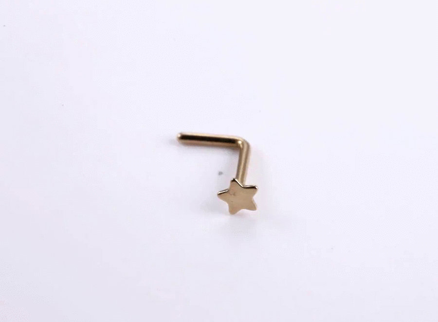 ABBN01 G-23 TITANIUM L-SHAPE NOSE STUD WITH STAR DESIGN