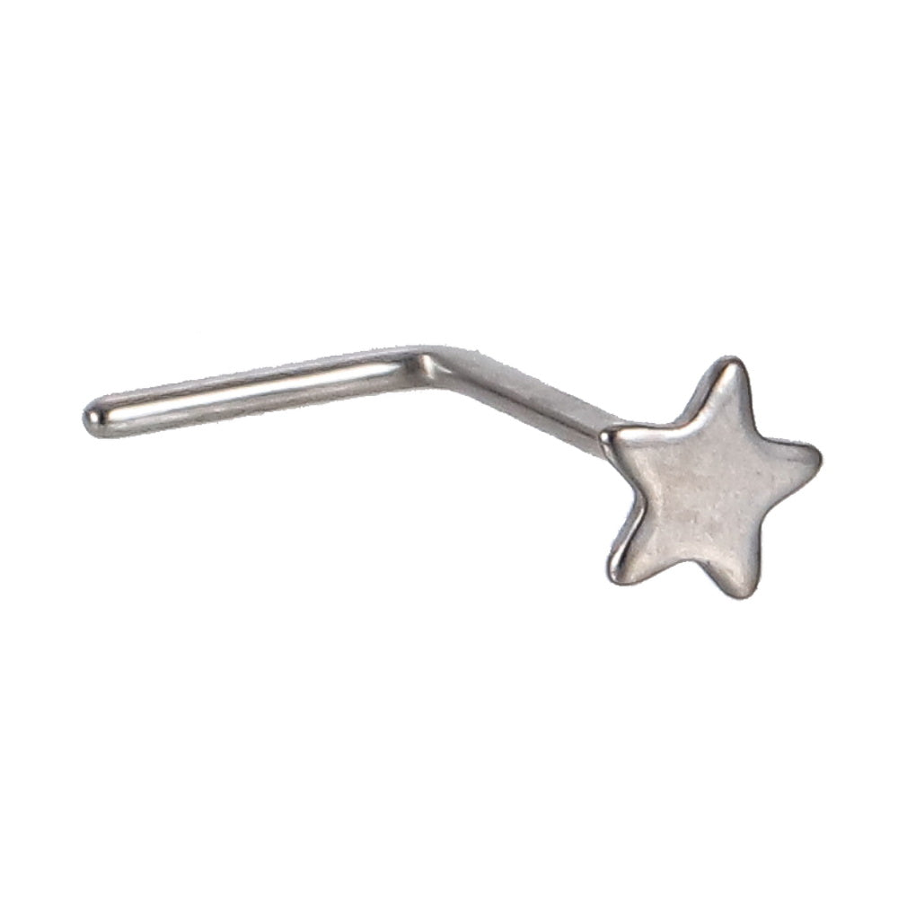 ABBN01 G-23 TITANIUM L-SHAPE NOSE STUD WITH STAR DESIGN